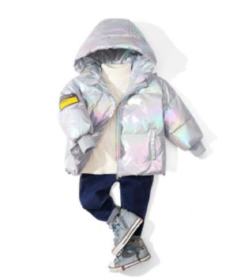 China New Breathable Winter Boys and Girls Plume Jackets Children's Jackets Colorful Shiny Padded Zipper Bread Jackets for sale