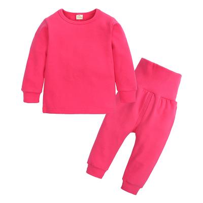 China High Quality Breathable Cotton O-Neck Solid Color Baby Boys Girls Sleepwear Pajamas Baby Kids Sleepwear Clothes for sale