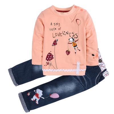 China ENGLAND STYLE kids spring Autumn Fashion Cotton Clothes Long sleeve tops and jeans sets babies sets for sale