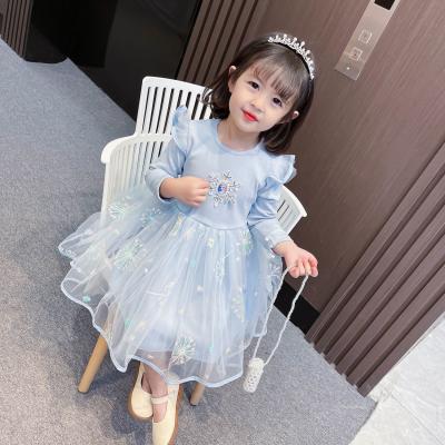 China Anti-wrinkle Dropshipping Spring Summer Kids T-shirt Dress Cotton Stylish Cartoon Printed Princess Girls' Dresses for sale