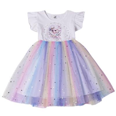 China 2021 Spring Summer Solid Stylish Anti-wrinkle Dropshipping Cartoon Printed Children T-shirt Somcked Dress Princess Girls' Dresses for sale