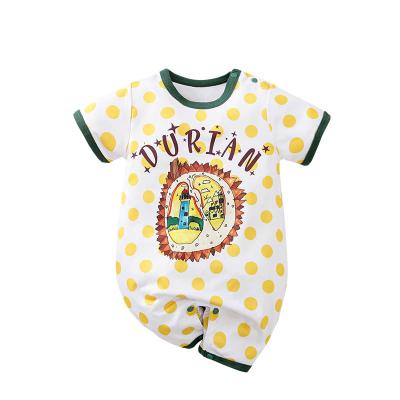 China Fashional Summer Children's Clothing Durian Print Short Sleeve Baby Clothes 0-1 Year Baby Yellow One-Piece Polka Dot Romper for sale