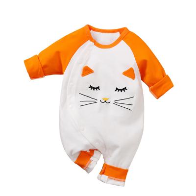 China Cute loungewear baby clothes spring and print newborn romper cat jumpsuit simple autumn baby cotton wholesales for sale