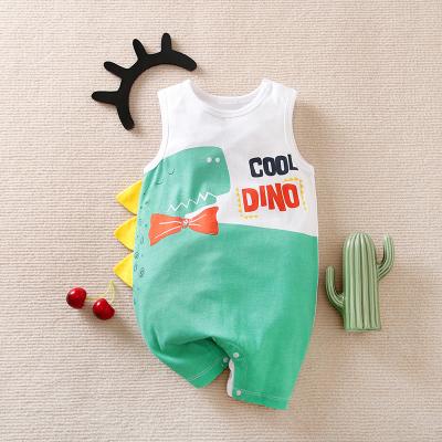 China 2022 New Summer Cute Dinosaur Pattern Sleeveless 100% Small Overalls For Boys And Girls Cotton Clothes for sale