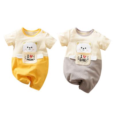 China Wholesale Customization Short Slim Pocket Cute Bear Summer Cartoon Baby Overalls Sleeve Support Customization for sale