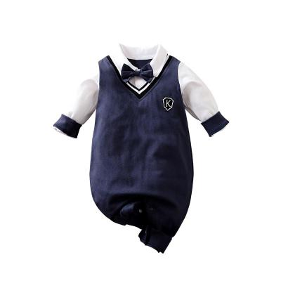 China 2022 100% cotton spring baby onesie cotton gentleman of the dress baby growing suit beautiful bow tie from China wholesale for sale