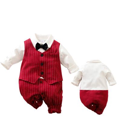 China Autumn Boys Birthday Party Hot Selling Style Long Sleeve Cotton Spring Cotton British Baby Romper Costume Wholesale for sale