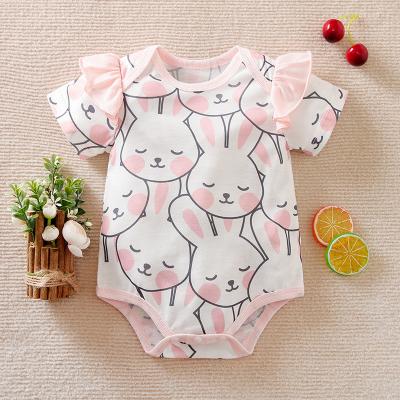 China Cartoon baby triangle romper printing short-sleeved thin cartoon cute rabbit spot wholesale for sale