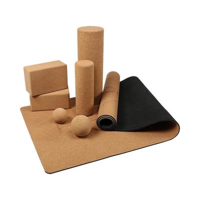 China Yoga Exercises Wholesale Private Label Natural Yoga Mat,Roller,Block,Cork Yoga Mat Set for sale