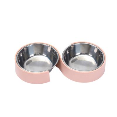 China Sustainable Hot Selling ABS Stainless Steel Plastic Double Pet Bowls For Cats And Dogs for sale