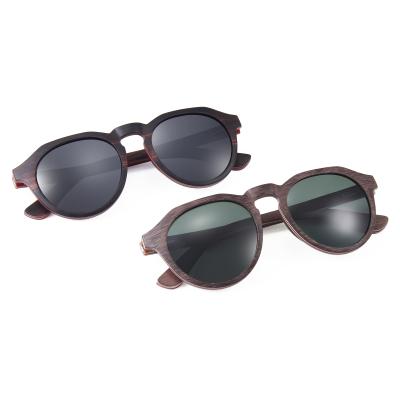 China New fashion sunglasses type of retro wooden round frame driving wooden sunglasses polarized sunglasses for sale