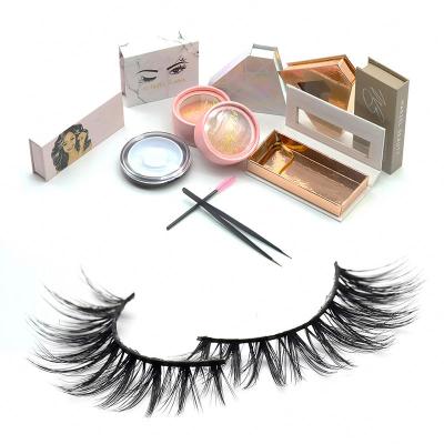 China Deep 0.07 strips lases handmade 16mm black faux mink false eyelashes 3d private label for sale