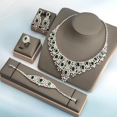 China High Quality Dubai Bridal Color Cubic Zircon Necklace Jewelry Sets For Women Party Charm Crystal Wedding Engagement Bride Luxury Accessories for sale