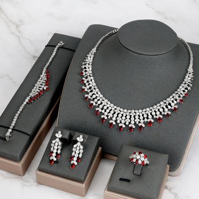 China TRENDY Arabia Dubai Color Necklace Set For Women Bridal Brides Wedding CZ Zircon Crystal Dress PARTY Jewelry Sets for sale