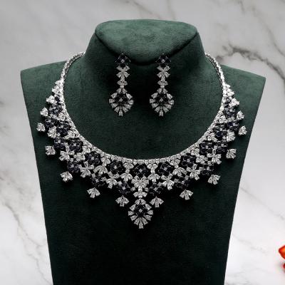 China Beautiful Flower TRENDY Zirconia Bridal Jewelry Sets Women Party Luxury CZ Crystal Set Wedding Engagement Bride Charm Accessories for sale