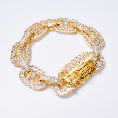 China 2022 High Quality Punk Heavy Hip Hop Lock Clasp Iced Out Cuban Charm Bracelets Chains Shiny Cubic Zircon Link Jewelry For Women Men for sale