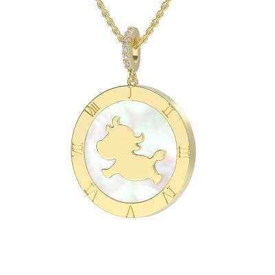 China Europe and America Fashion Jewelry Coin Around BROOM Chain Necklaces Shell Party Europe Zodiac Animal Pendant Jewelry Women America Gift for sale