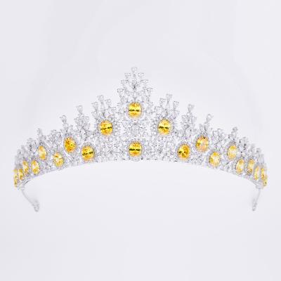 China Wedding Luxury Color Cubic Zircon Crystal Crowns For Women Tiara Fashion Queen To Wedding Bridal Headpiece Hair Jewelry Accessories for sale