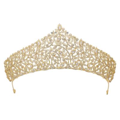 China Luxury Zircon Bridal Tiara Crown Full Crystal Cirrus Leaf Tiaras Zircon Headband for Girls or Women Dubai Birthday Party Wedding Prom Bridal for sale