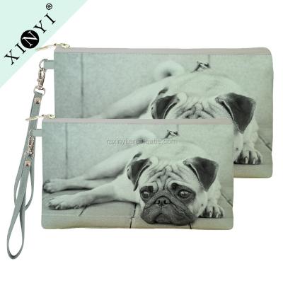 China Women's Portable Dog Animal Print Pug Custom Change Wallet/Cell Phone Bag/Clutch/Purse Lock Coin Purse Ladies for sale