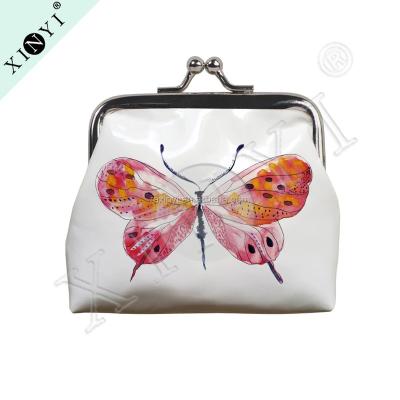 China Butterfly Printing Waterproof Fancy Coin Clips Custom Women PU Leather Pouch Coin Purse Wholesale Coin Purse for sale