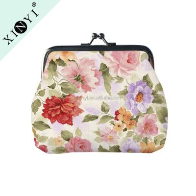 China Custom Wholesale Fashion Ladies Change Purse Waterproof Festival Promotional Gift Cluth Coin Purse With Flower Printing for sale