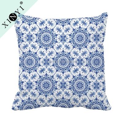 China Wholesale Eco-Friendly Digital Printing Latest Design Fancy Decorative Pillow Case Blue And White Porcelain Cushion Cover for sale