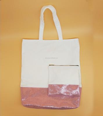 China New Design Eco Friendly Wholesale Fashion Customized Empty Shopping Bags Glitter Cotton Canvas Tote Bag for sale