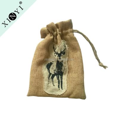 China High Quality Screen Printing Drawstring Bags Christmas Gift Burlap Eco - Friendly Burlap Sack for sale