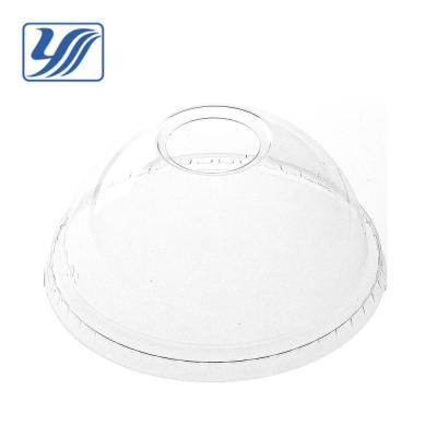 China Non Spill 12oz 14oz 16oz Disposable Dome Lids PET Cover for sale