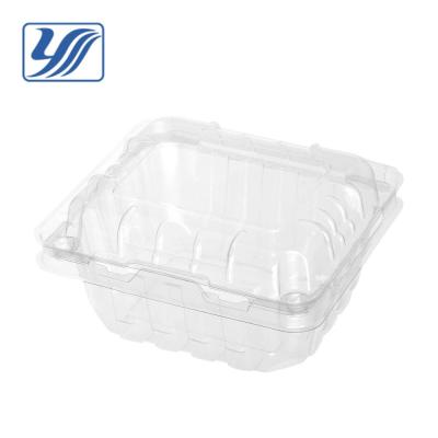 China Heatable Clear PET Plastic Fruit Container With Hinged Lid for sale