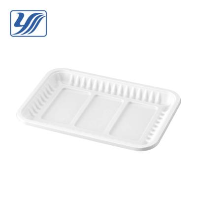 China Sustainable PLA Frozen Food White Plastic Disposable Tray for sale