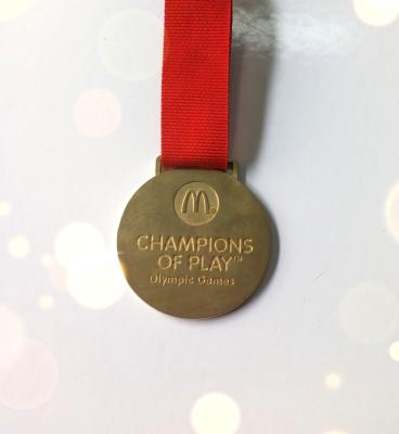 China Enamel Campaign Medals With Ribbon Gold Plating , Custom Sports Medals for sale