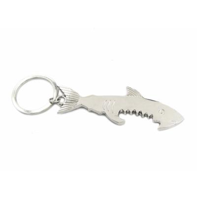 China Promotional Trolley Coin Keyring , Shark Shape Custom Bottle Opener Keychain for sale