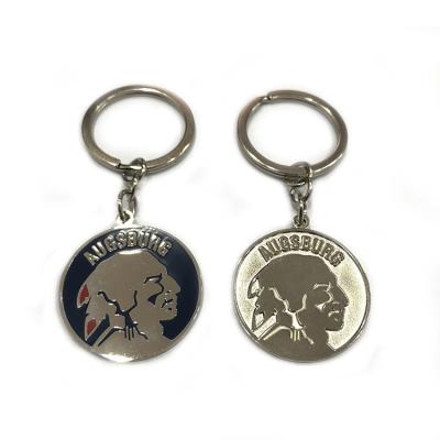 China Promotional Trolley Coin Keyring Circle Shape , Custom Keychain With Different Colors for sale