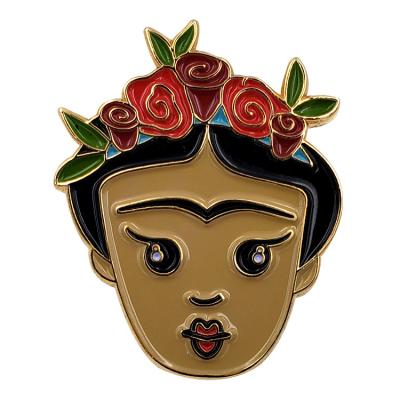 China Make Your Own Gold Plating Soft Enamel Pins Badges A Girl With Flower for sale