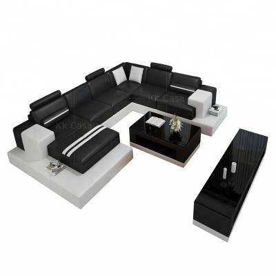 China With LED Italian Alibaba Leather High Quality Living Room Sectional Sofa Sets Direct From China for sale