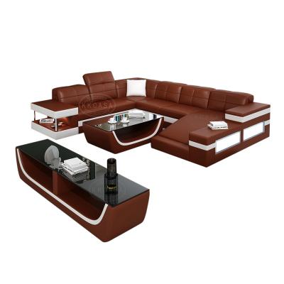 China With LED Light Sofa Set Furniture Philippines Wholesale Extended Genuine Leather In China for sale