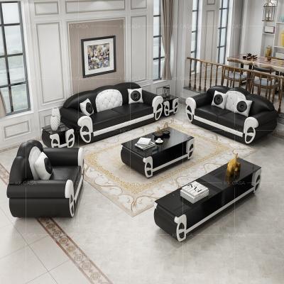 China With lamp R 3030 black and white sofa set 123 seater living room sofa for sale