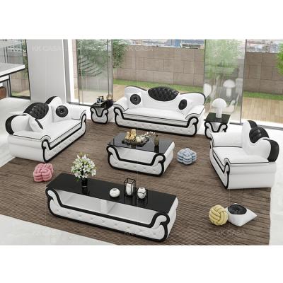 China With Lamp Genuine Leather Material And Living Room Sofa Specific Use U-Shaped Sofa Designs Scetional 123 Sofa Set for sale