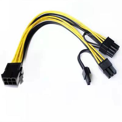 China 20cm Industrial 6 Pin Male to Pin 8 (6+2) PCIE Male Connector GPU Splitter Adapter Power Cable for Graphics Cards for sale