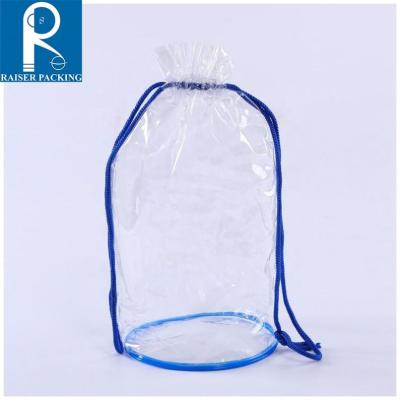 China Clear Gift Bag PVC Round Drawstring Bag for sale