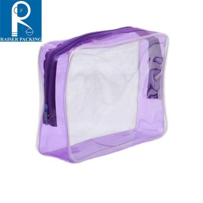 China Promotion PVC Clear Promotion Zipper Bags With Piping And Handle for sale