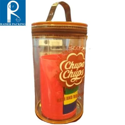 China Promotion Fashion Cylindrical Clear PVC Zipper Bag for sale