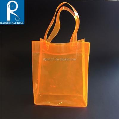 China Large Capacity Microwavable Tote Shopping Bags Clear PVC Tote Shopping Transparent Handle Bag for sale