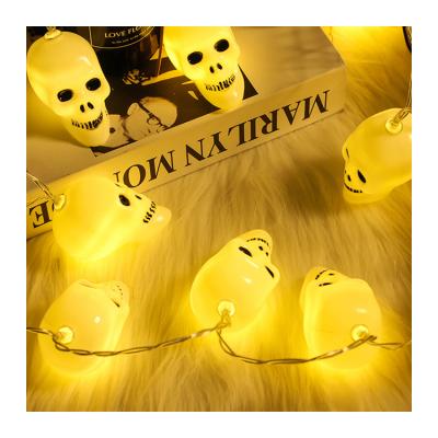 China Halloween Led String Lights Online Shop Hot Sale Yellow Color Emitting Holiday Halloween Lighting Skull Led String Lights For Festival Party for sale