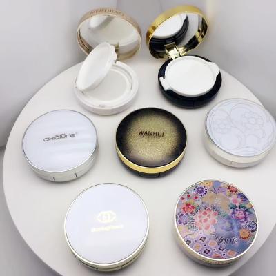 China WH-F120A White Gold Air Cushion Aseptic Loose Powder Empty Base Compact Case for sale