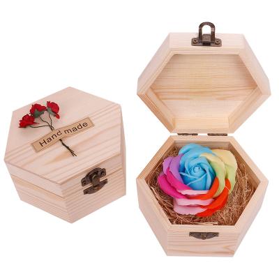 China Style Can Be Customized Wooden Gift Box JSF-018 Rose Soap Flowers Artificial Soap Colorful Flower For Valentine Gifts for sale