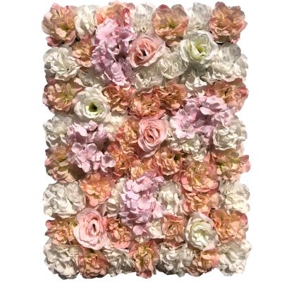 China New style white flower wall backdrop artificial silk flower wall decoration for wedding for sale