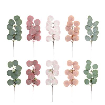 China AE-001 Popular Silk Simulated Silk Multicolor Hanging Cream Simulated Eucalyptus Eucalyptus For Wedding Plant Wall for sale